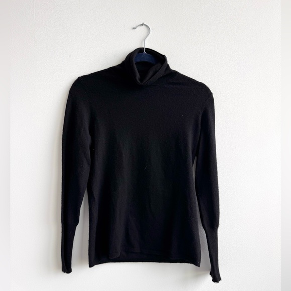 White + Warren Cashmere Black Turtleneck - Picture 3 of 4